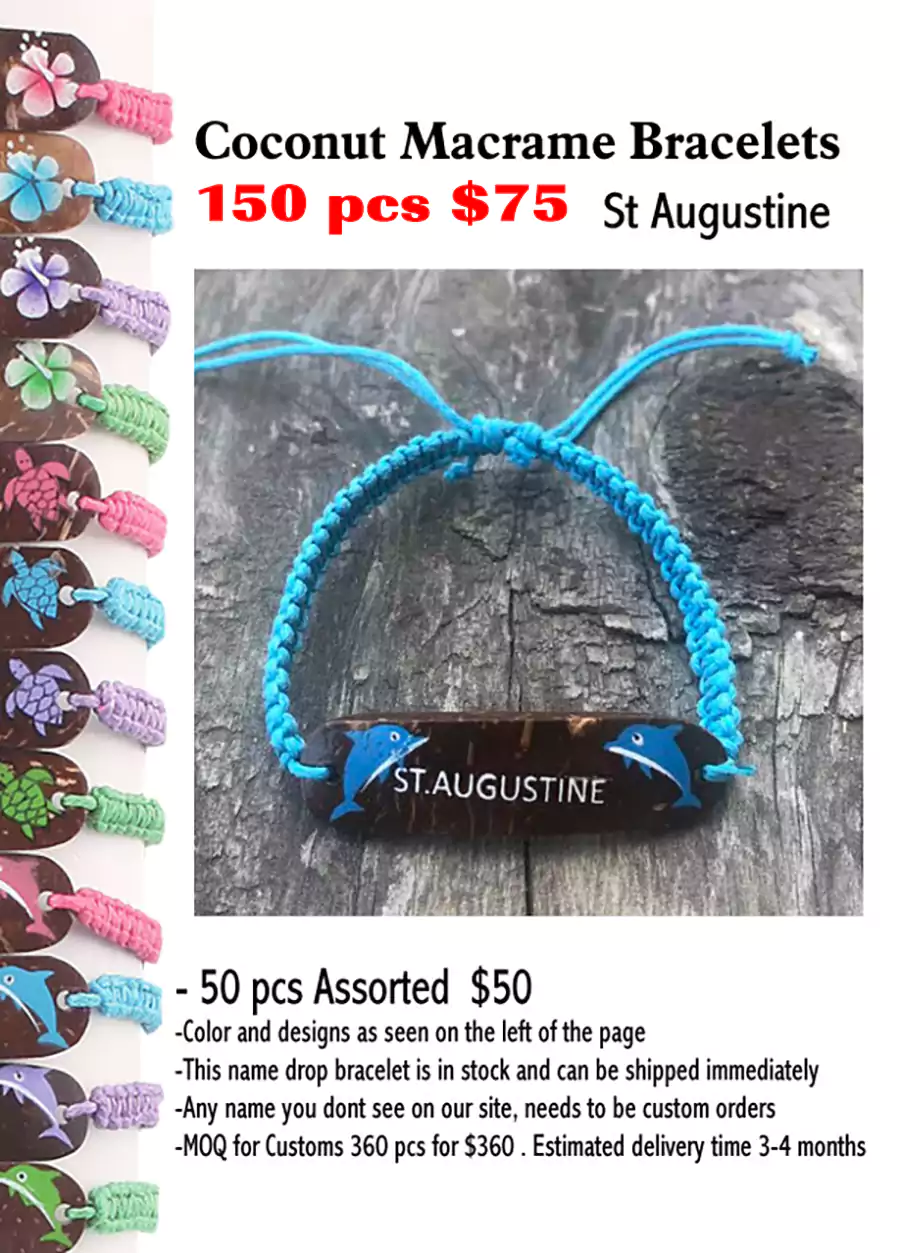 Coconut Macrame Bracelets -St Augustine - Closeout 200 Pcs.